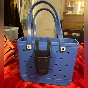 Blue bogg bag and cup holder